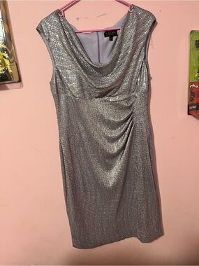 ⭐️LARA purple Metallic Cowl Neck Cocktail Dress